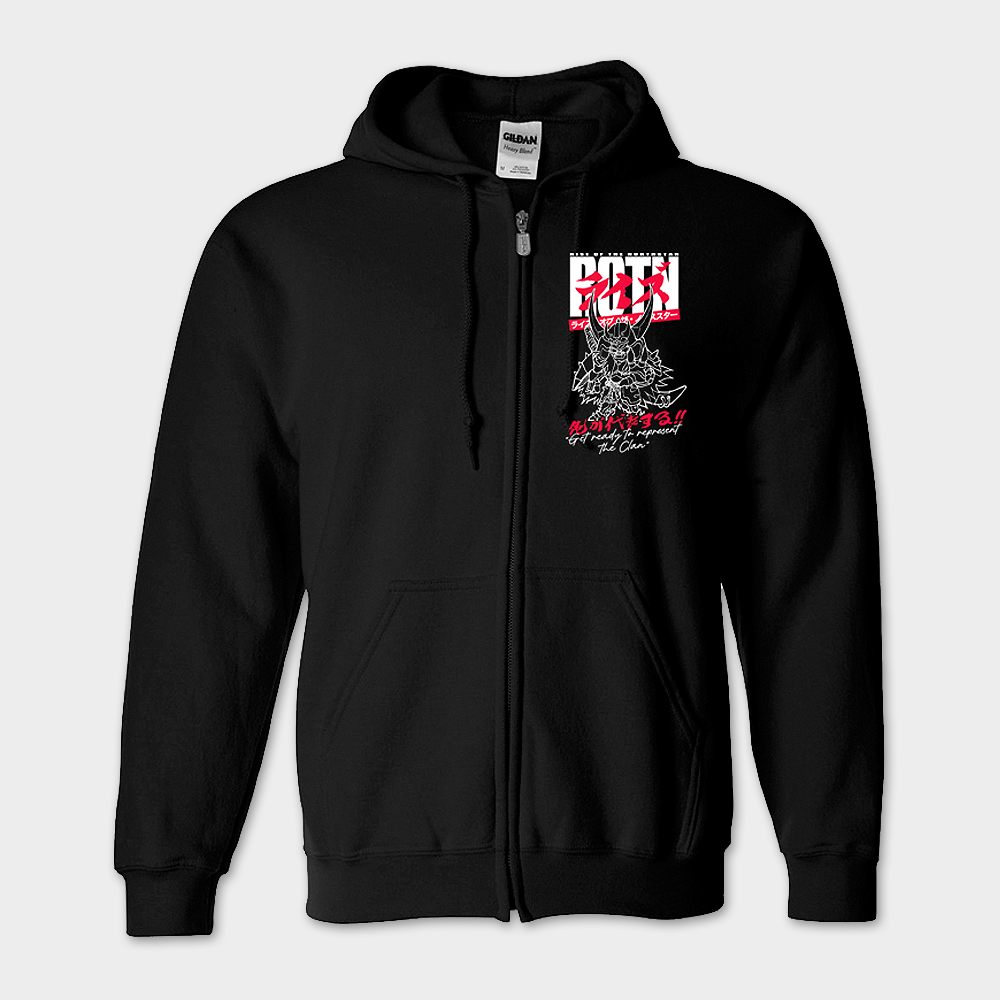 "CLAN" Black Zipped Hoodie