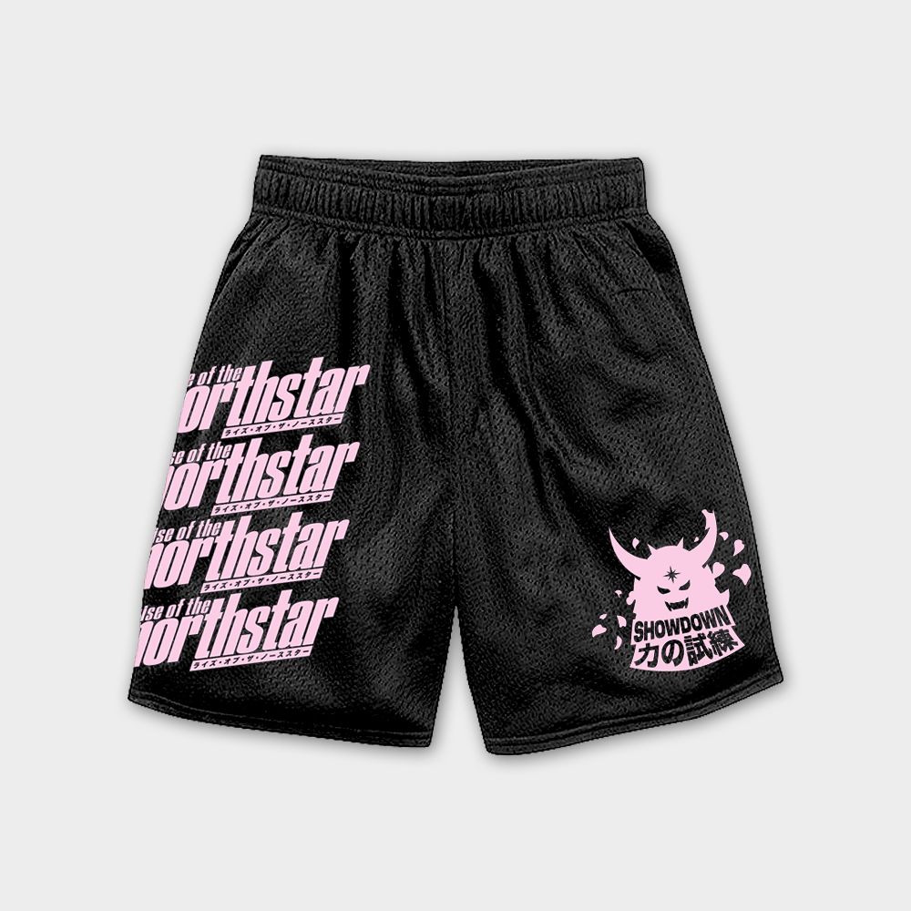 "SHOWDOWN" Black Mesh Short
