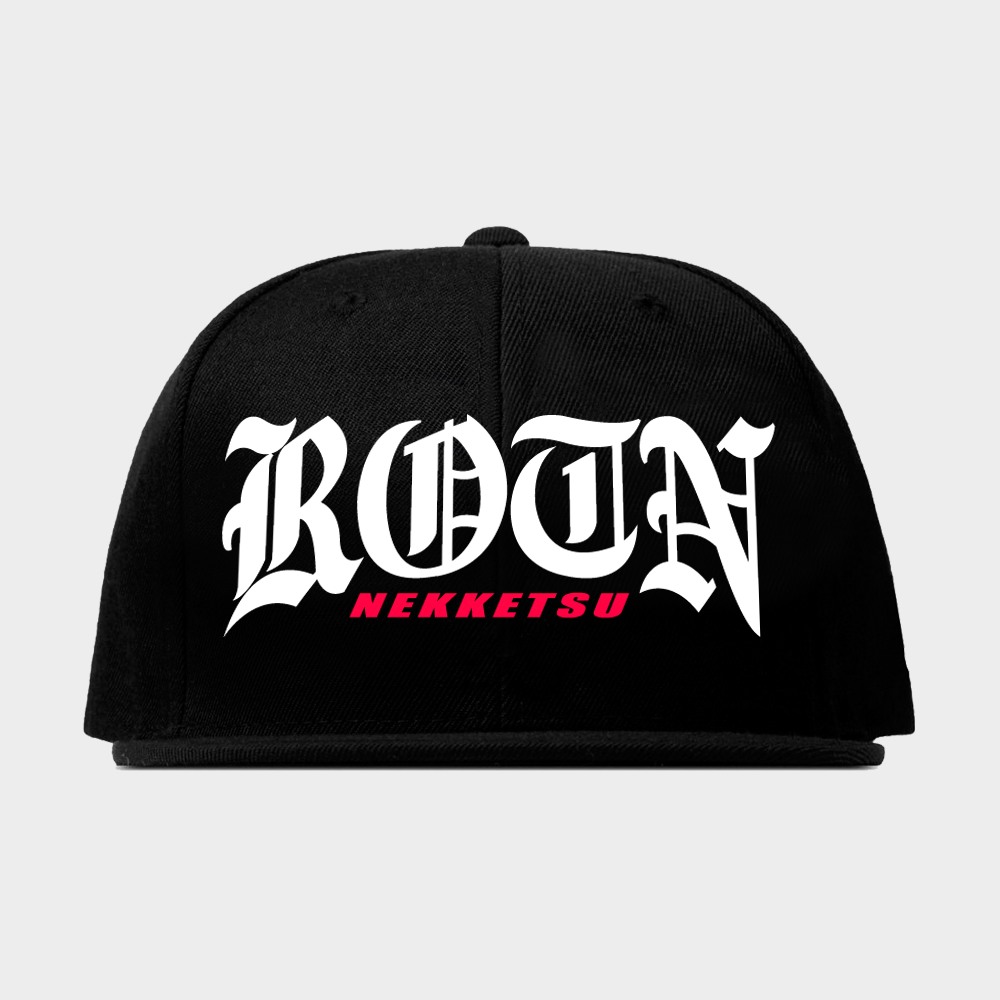 "NEKKETSU" Black Embroidered Snapback