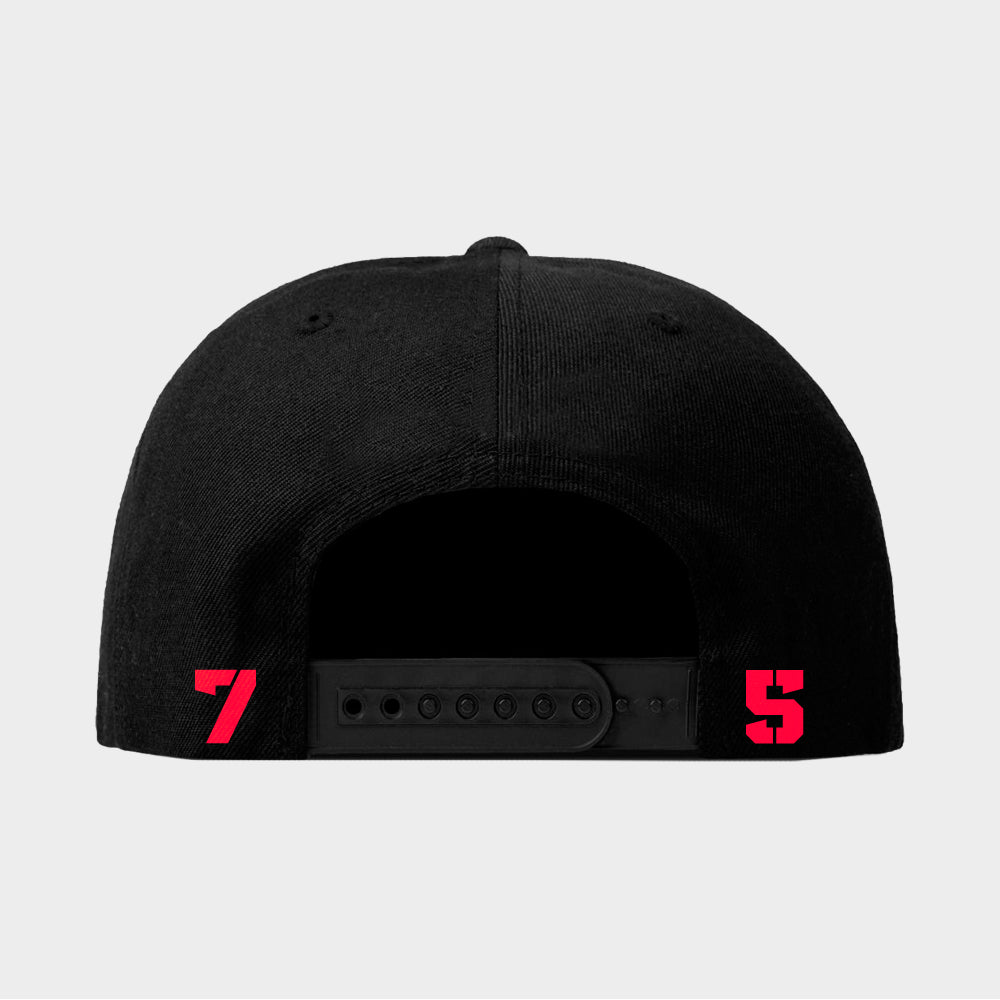 "75" Black Embroiled Snapback Cap