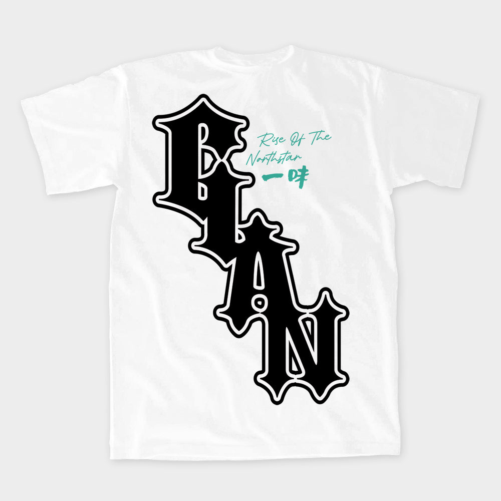 "CLAN" White/Turquoise Tee