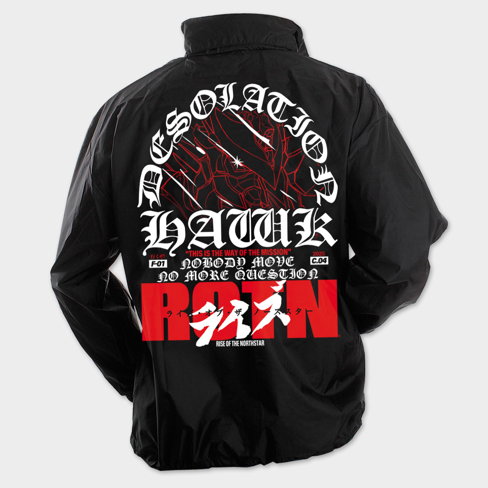 "DESOLATION HAWK" Black Windbreaker