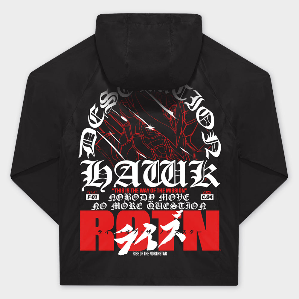 "DESOLATION HAWK" Black Windbreaker